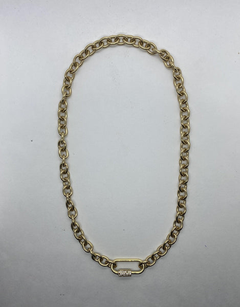 XXL ROUND LINK VERMEIL NECKLACE WITH CZ CARABINER